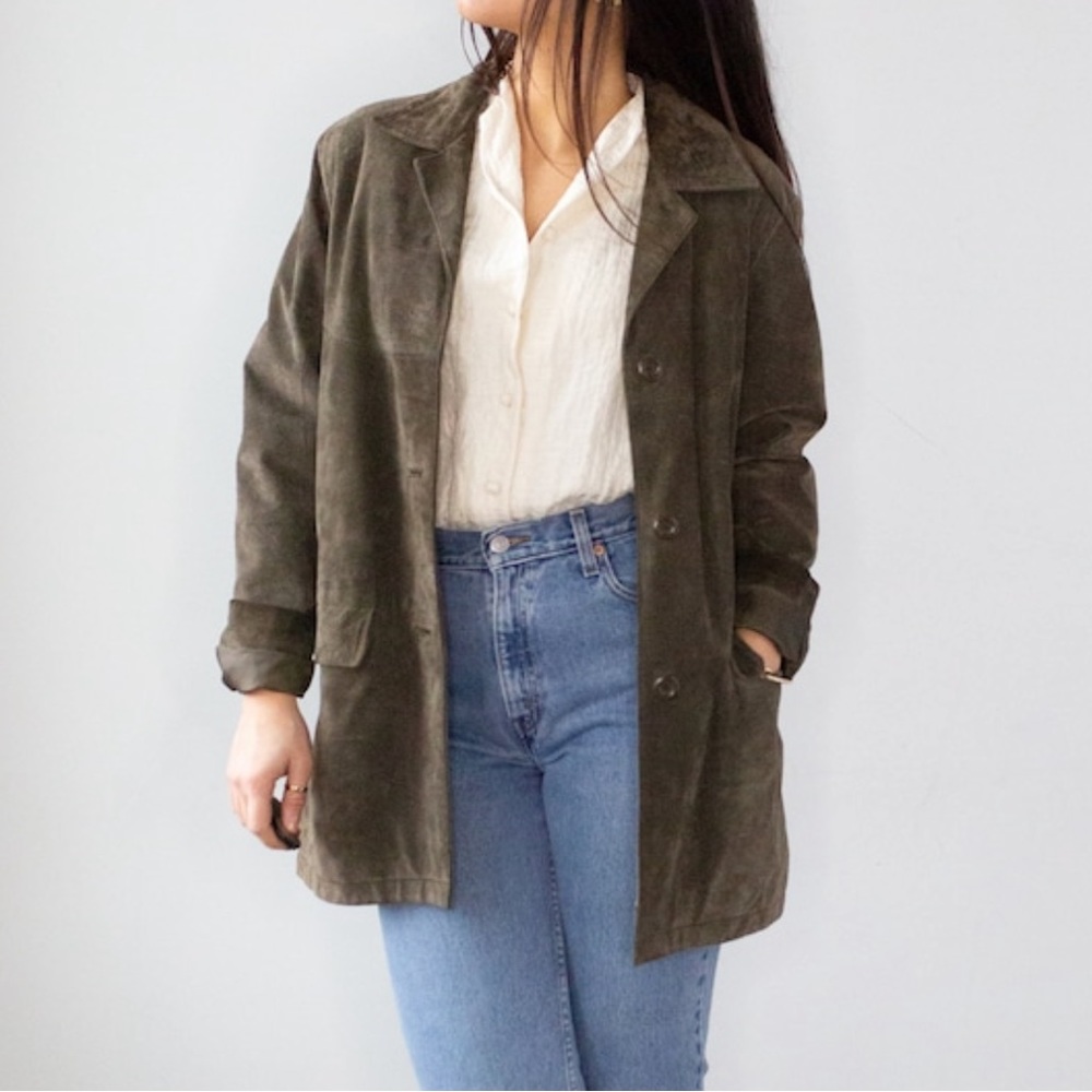 Vintage 90s Green Leather Jacket M/L